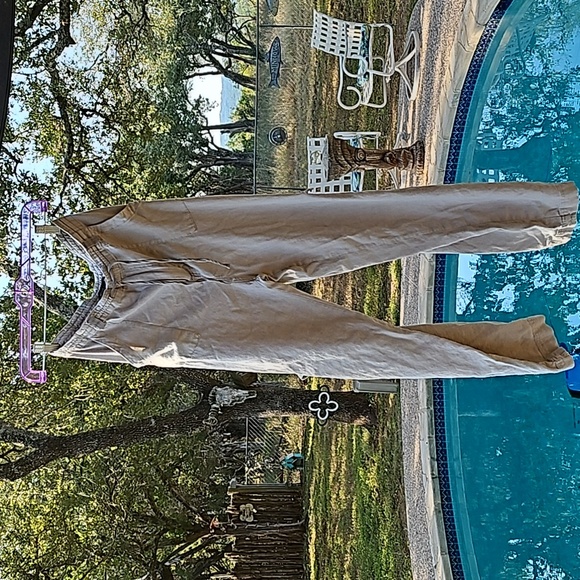 Sincerely Jules light Khaki 100% linen cargo pockets pants trousers size L - Picture 1 of 11